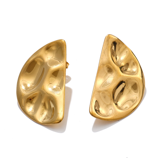Moonshine Earring - 18K Gold Plated Hammered Statement Earrings