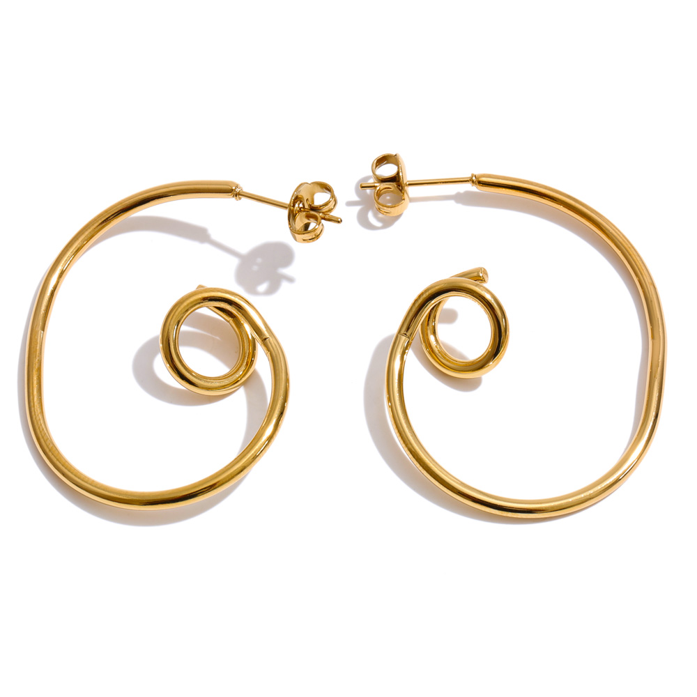 Luny Earrings - 18K Gold Plated Spiral Hoop Statement Earrings
