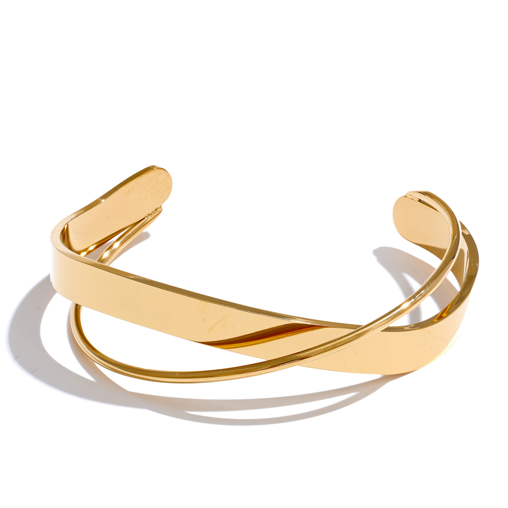 Mimi Bangle - 18K Gold Plated Criss-Cross Cuff Bracelet product shot